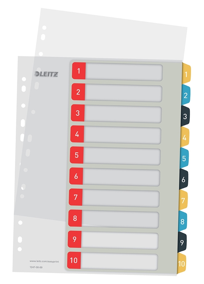 Leitz register skrivbar PP A4+ 1-10 Koselige farger