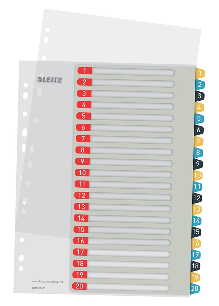 Leitz Register printbar PP A4+ 1-20 Koselige farger