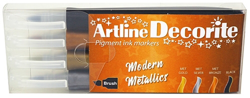 Artline Decorite brush Moderne metallisk 4-sett