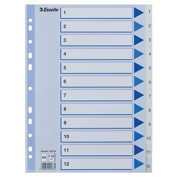 Esselte Register PP A4 1-12 hvit