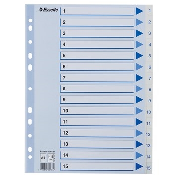 Esselte Register PP A4 1-15 hvit