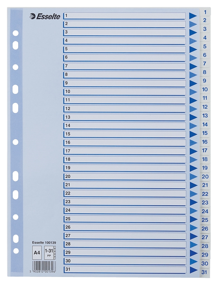 Esselte Register PP A4 1-31 hvit