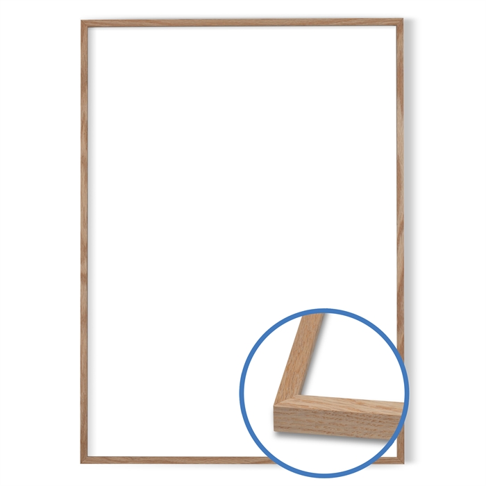 Standard bilde- og plakatramme - 29,7 x 42 cm - Massiv eik med museglass - 70% UV